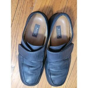BALLY Astuto-U Monk Strap Shoes Sz. 7 D Switzerland Nubuck Dark Gray Leather